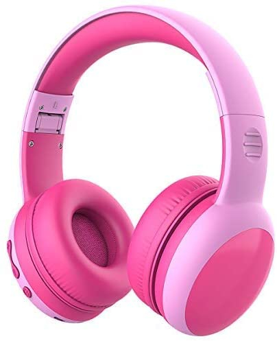 Casque bluetooth Enfant Limitation de Volume á 85dB, Ecouteurs sans Fil avec Microphone pour Enfants, Casque et Ecouteurs Bluetooth sans Fil, Oreillette stéréo Bluetooth Pliable pour Enfants-Rose