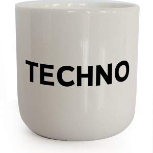 PLTY - Taza Techno - Taza sin asa - Porcelana blanca vitrificada a mano - Coffee Mug - Beat - Diseño danés