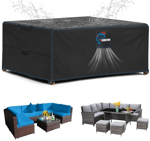 SIRUITON Gartenmöbel Abdeckung Wasserdicht 180x120x74cm,Stark 520D Oxford | Abdeckplane für Gartenmöbel,Schutzhülle für Gartenmöbel,Sofa,Loungemöbel,Rattanmöbel Möbelsets,UV-Beständig,Winddicht