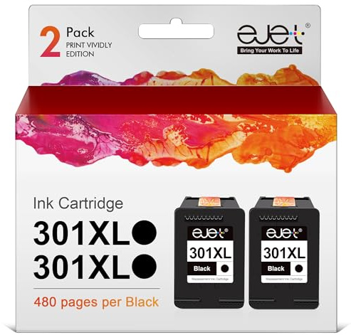Druckerpatronen 301 XL 301XL Kompatibel für HP 301 Druckerpatronen Schwarz | 301XL Patronen für HP Envy 4500 5530 DeskJet 1000 1050 1510 2050 2050A 2540 3050 Officejet 2620 2622 4630 4632 (2er-Pack)
