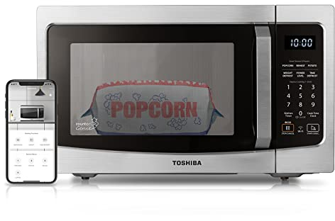 TOSHIBA ML-EM34P(SS) Smart Countertop Microwave, Sensor Reheat, Works With Alexa & Remote Control, Kitchen Essentials, Mute Function&ECO Mode, 1100W, 1.3 Cu Ft, With 12.4 Turntable, Stainless Steel