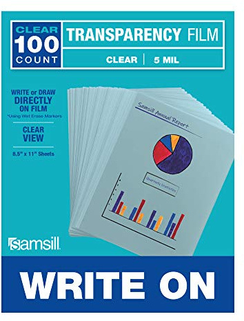 Samsill 100 Pack Clear Write On Transparency Film