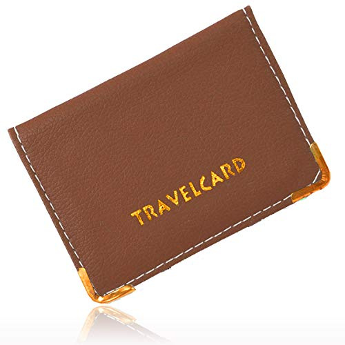 Lizzy PU Leather Travel Card | Plain & Polka Dot Unisex Credit Card ID Card Bus & Rail Pass Bank Oyster Pocket Wallet Case Holders (Brown)