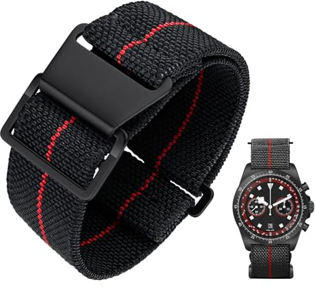 BINLUN Elastisch Nylon Uhrenarmband 18mm 20mm 22mm Parachute Marinetaucher Fabric Stoff-Armbänder Militär Ersatzband für Uhr Damen&Herren - Upgrade Hakenverschluss