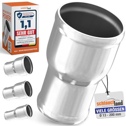 ALU-ROHR Reduzierstück AD-Ø 38-25mm Reduzierer poliert | VIELE GRÖSSEN | Reduzierung Aluminium Rohr Motor KFZ LLK Turbo Kühler Schlauch-Verbinder Adapter Kupplung - 300°C DIN 40501 & EN AW-6063