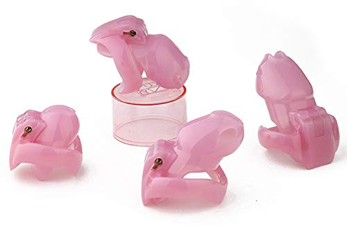 ZWFUN Harz Keuschheit Käfig-V4 Modell,Mit 4 Ringen Männliche Keuschheit Gerät Set Keuschheitsgurtel Cock Cage Penis Ring Bondage Gürtel Erwachsene Sex Spielzeug (Rosa-Nub)