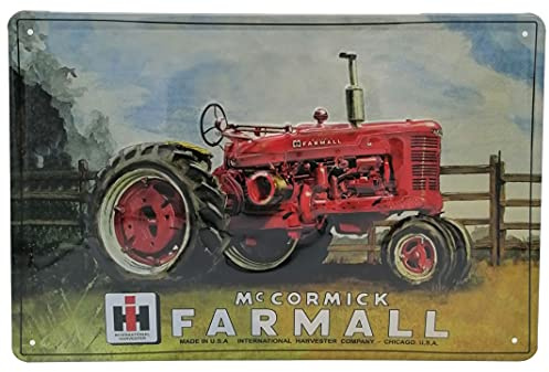 IHC McCormick Farmall Traktor – retro plåtskylt, högkvalitativ präglad skylt, dörrskylt, väggskylt, dekoration 30 x 20 cm