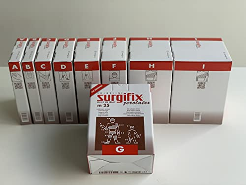 Surgifix - Elastisches Röhrennetz Zerolatex, Größe G, zur Fixierung von Kompressen, Gazen und Verbänden an Becken und Hüfte, Spannlänge 25 m, weiße Farbe, hergestellt in Italien, 1 Stück
