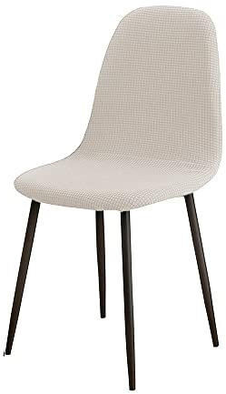 Highdi Schalenstuhl Bezug, Jacquard Stuhlbezug 2/4/6 er Set Stuhlbezüge Stretch Esszimmerstühle Bezug Moderne Elastischer Stuhlhussen Abnehmbar Waschbar Küchenstühle Husse (Weiß,6PCS)