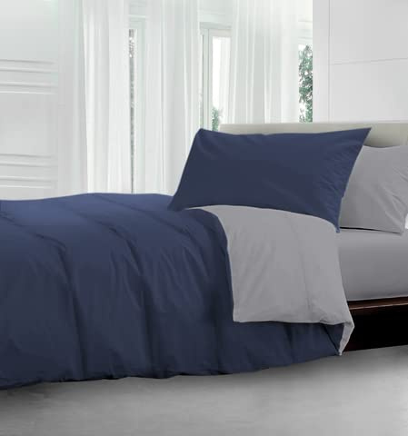 HomeLife Winterdecke Eineinhalb Quadratmeter 220x250 - Extra Warme Bettdecke Winter - Weiche Winterbettdecke 100% Polyester - Steppdecke für Allergiker Waschmachinenfeste Schlafdecke, Blau/Hellgrau