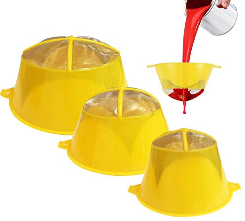 Fine Paint Strainers Reusable Sieve Filter Cover Steel Mesh Net Plastic Funnel Painter Construction Hand Tool ,formance in any type of paint spray 3pcs (S M L)