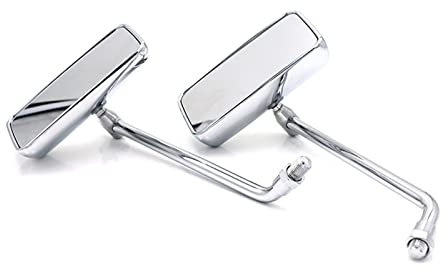 Rückspiegel Vintage Motorrad-Rückspiegel Aluminium Quadratisch Drehbar 8 Mm 10 Mm Für Chopper Für Scooter Für Bobber Für Cafe Für Royal Für Enfield Lenkerendenspiegel (Color : Chrom)