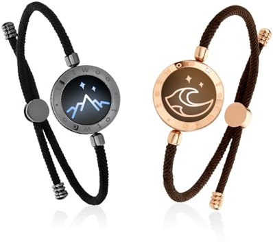 TOTWOO Intelligente Partnerarmbänder für Fernbeziehungen mit App-gesteuerter 1:1-Bluetooth-Kopplung – romantisches Valentinstagsgeschenk mit Leuchten & Vibration bei Berührung, aus 316L-Edelstahl