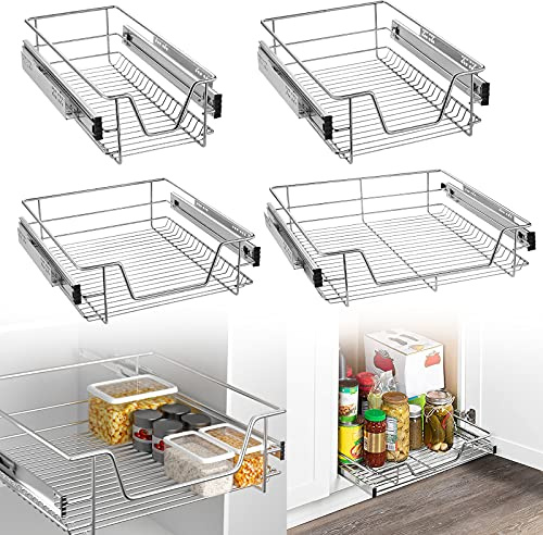 YZNAHRE 2x Küchenschublade Teleskopschublade für 50cm Schränke, Schlafzimmerschränke Küchen Regal Küchenschrank Schrankauszug