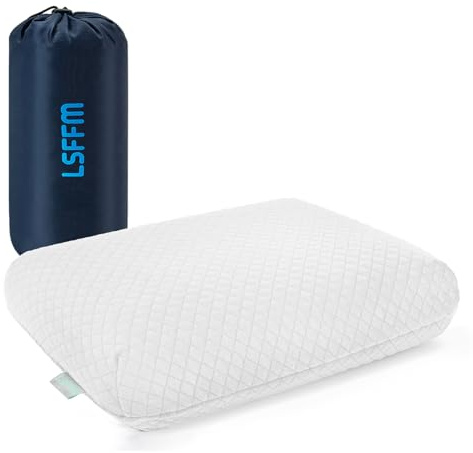 LSFFM Camping Pillow Lightweight, Easy to Carry, Memory Foam Travel Pillow, Backpacking Pillows, Portable Pillows with Travel Storage Bag, Removable Pillow Cover (White)