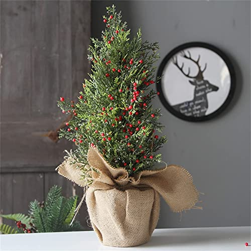 Desktop-Weihnachtsbaum mit roten Früchten, 18 Zoll/45 cm Kleiner Weihnachtsbaumschmuck, Mini-Weihnachtsbaum, simulierter Zypressen-Weihnachtsbaum Commemoration Day