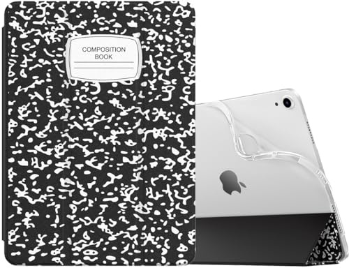 MoKo für iPad Air 11 Zoll Hülle M4/M3/M2 2026/2025/2024, iPad Air 5./4. Gen Hülle 10,9 Zoll 2022/2020, Transluzent Matt Weich TPU Rückseite, Unterstützt Pencil Pro/2/USB-C, Notizbuch Schwarz