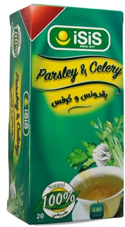bonballoon Isis Tea Bags Parsley And Celery Pure & Natural Dried Premium (20 Bags) Teas Egyptian Herbal Herb Pure Oriental Powder Ground Arabic No Gmo Kosher Halal ايزيس شاى بقدونس و كرفس حلال
