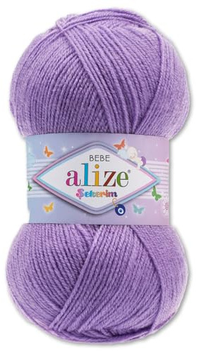 Frida's Wollhaus Alize 100 g Sekerim Bebe Babygarn Wolle Stricken Häkeln Acryl 43 Farben (247 | Flieder)