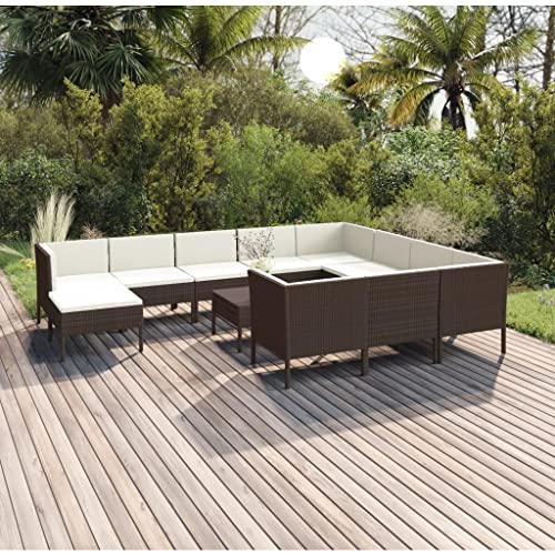 DYRJDJWIDHW Outdoor Kissen,gartenliege wetterfest,paletten,12-TLG. Garten-Lounge-Set mit Auflagen Poly Rattan BraunGeeignet für Garten, Swimmingpool, Wohnzimmer, Terrasse