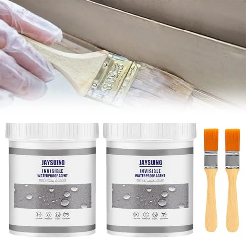2x300g Sellador Impermeable, Pegamento Impermeable Transparente para Reparar Fugas con Pincel, Sellador Invisible Impermeable para Techos, Baños y Paredes, Impermeabilizante Transparente