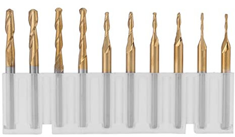 10 Stück Wolframkarbidstahl CNC Fräser Satz, Titan Beschichtetes Kugelfräser Set CNC-Fräser Kugelfräser für Leiterplatten Hardware-Teilen