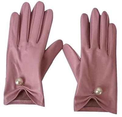 Damen Lederhandschuhe Stilvolle Warme Ungefütterte Schaffell Fahrhandschuhe pink L