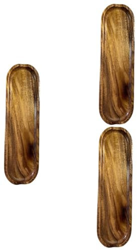 Garneck 3pcs Quality Material Sushi Serving Plate Lacquered for Home Restaurant