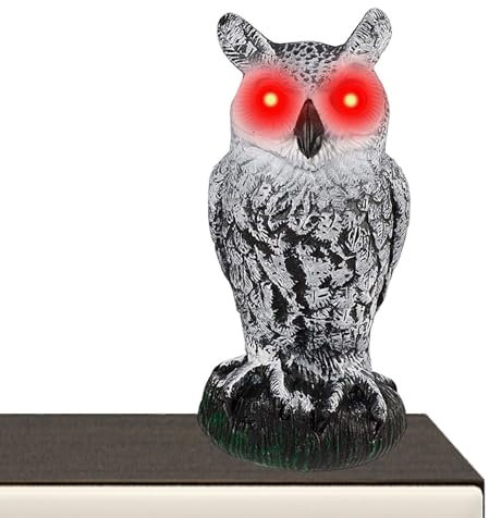 Aizuoni Eulen-Statue,Bewegungsaktivierte Vogelscheucheneule mit roten Augen und gruseligem Ton | Eulen-Vogelscheuchen mit blinkenden Augen und erschreckendem Geräusch, realistische Eule zur