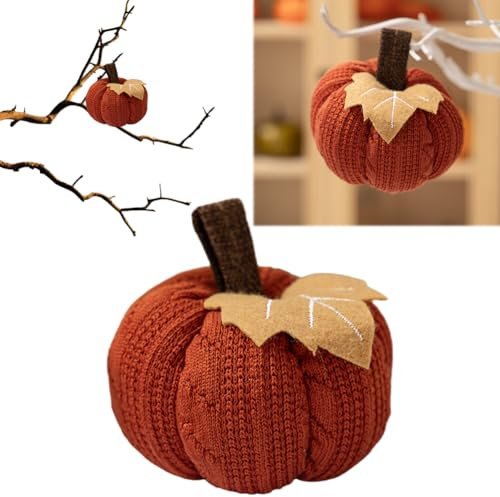 LYEAA-decoración de Calabazas de Ganchillo Hecha a Mano, Tela de Calabaza Artificial de otoño, Centro de Mesa de Fiesta de otoño, Calabazas para decoración del hogar