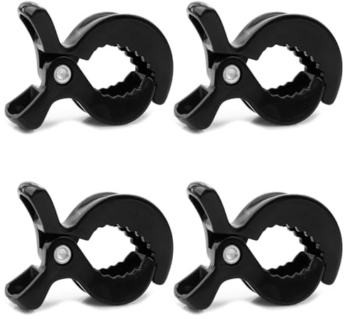 4 Piezas Pinzas Carro Bebe, Pinzas para Cochecito,Clips Ganchos de Cochecito,Universal,para Cochecitos,Sillas de Ruedas y Sillones Reclinables,para Asegurar Toallas,Juguetes,Ropa (Negro)