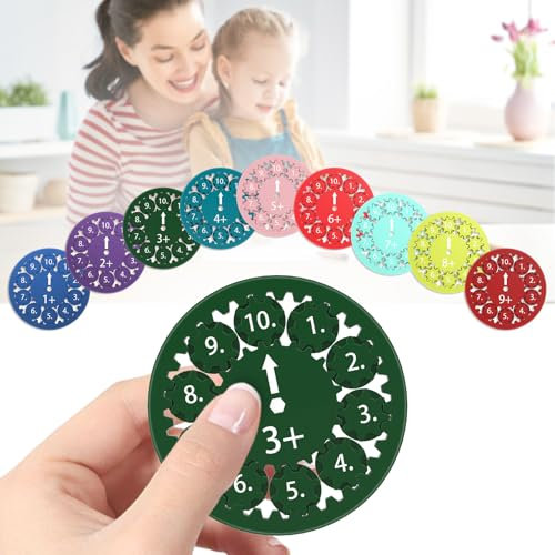 Mathe Fidget Spinner (9 Stück), Fidget Toys, Mathe Fakten Lernspielzeug für Kinder, knobelspiele für Kinder ab 6-10, Fidget Spinner (Addition und Subtraktion)