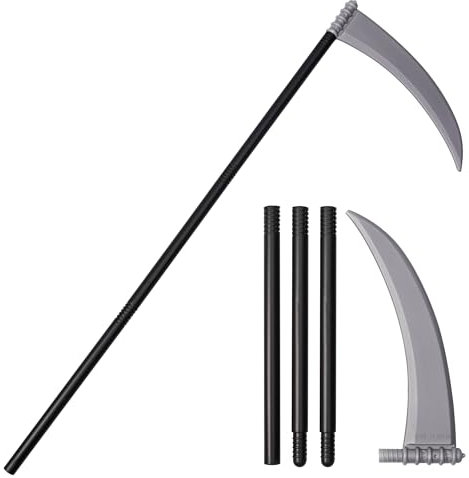 Halloween Grim Reaper Scythe 110cm - Detachable Plastic Scythe Halloween - Halloween Party Props for Grim Reaper Halloween Costume - Adjustable Death Scythe Halloween Weapon
