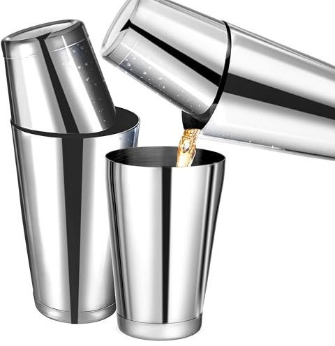 (2 Pack) Boston Cocktail Shaker, Drink Mixing Set (18oz & 28oz) Weighted Stainless Steel Shaker Tins, Cocktail & Martini Mixed Drink Shakers, Essential & Professional Bar Tools For Bartending