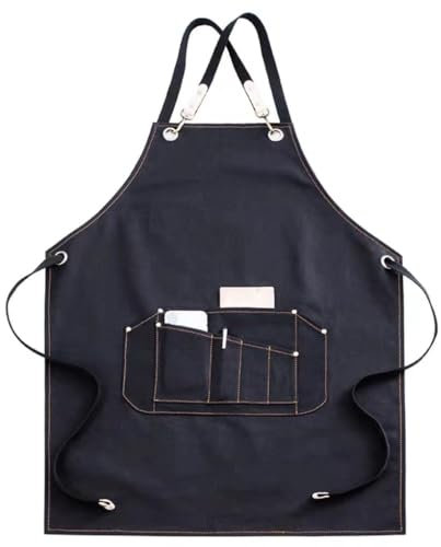 Robuste Arbeitsschürze, Arbeitsschürze, Werkzeugschürze, Holzbearbeitungsschürze, Werkzeugschürze for Männer mit Taschen, gewachste Tischlerschürze aus Segeltuch, robuste Tischlerschürzen aus Segeltuc