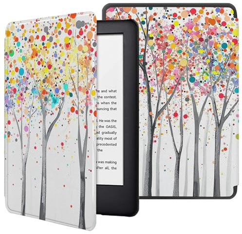 Étui pour Kindle Scribe 10,2 Pouces (Sortie 2022),Housse en Cuir PU avec Porte-Stylo Et Fonction De Veille/Réveil Automatique pour Liseuse Kindle Scribe 10,2 Pouces-Arbre tacheté de Couleurs