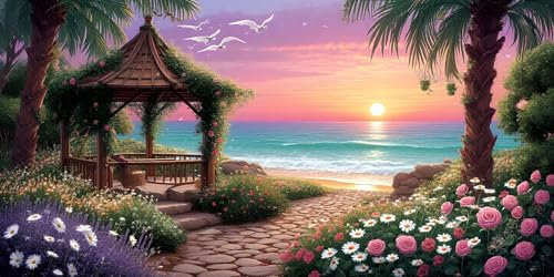 Malen Nach Zahlen Erwachsene Blume Sonnenuntergang Malen Nach Zahlen Bild,DIY Set mit Pinseln und Acrylfarben Handgemalt Leinwand, Malen Nach Zahlen Kinder für Basteln Zuhause Geschenk 60x120cm s-202
