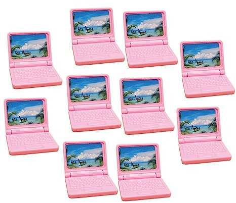 Milisten 10pcs Computer Simulation Accessories Laptops Mini Laptop Mini House Laptop Scene Simulation Notebook Laptop Mini Notebook Computer Doll House Simulation Notebook Plastic Pink