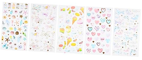 Toyvian 5sheets Adorable Cartoon Scrapbook Decals Phone Case Stickers for Crafts Strong Adhesive Easy to Apply for Notebooks Laptops and More Creative Decorative Fun