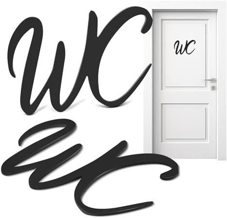 2 Stück WC Türschild Selbstklebend, Toiletten Aufkleber 15x10 cm, WC Deko für Holztüren, Glas- & Eisentüren