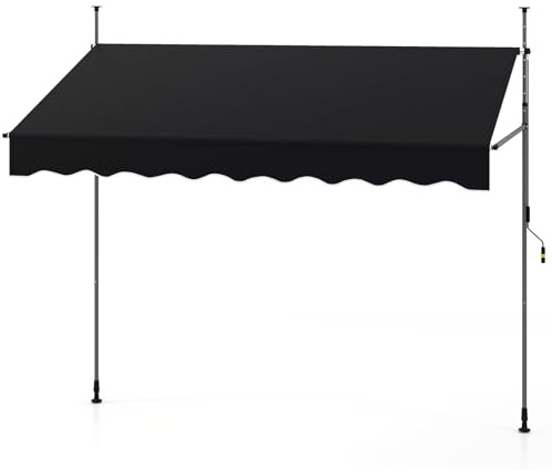RELAX4LIFE Klemmmarkise, Markise Balkon ohne Bohren, 250 cm breit, mit Handkurbel, UV-beständig Balkonmarkise höhenverstellbar Sonnenschutz (Schwarz)