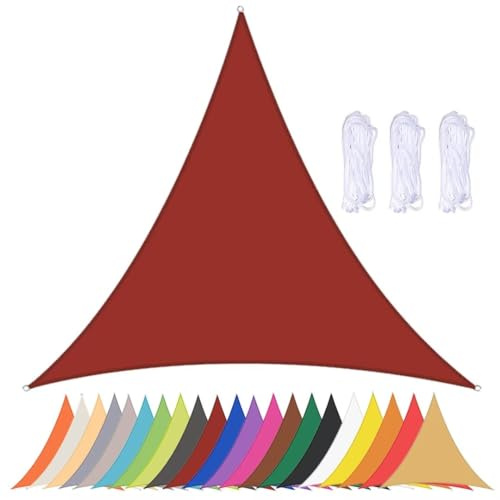 Tenda parasole triangolare impermeabile con occhielli, protezione UV 90%, per balcone, patio, giardino, spiaggia, piscina, cortile, colore rosso vino, 4 x 4 x 4 m, vela ombreggiante resistente al