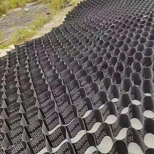 Geomalla expandible para estabilización de grava, rejilla de panal duradera con agujeros de drenaje, ideal para paisajismo de patios y aceras, 10 cm de altura (3 x 6 m x 20 pies)