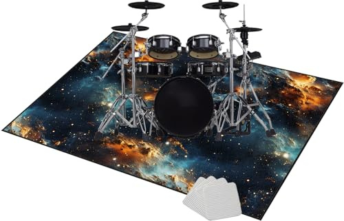 Qivstxug Drum Carpet Rug Non-Slip, Drum Rug Drum Mat, Soundproof Mat, Drumming Drum Rug, Professional Rectangle Electronic Jazz Drum Kit For Bass Drum Snare Musical Instrument Mat 140 x 120 cm