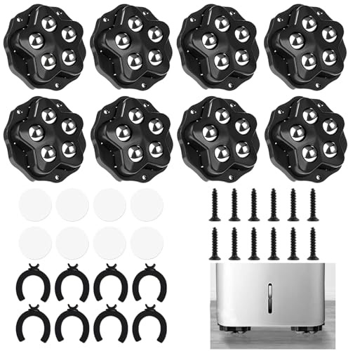 VPAFPEKG Roulettes pour Meubles, 8 Pièces Mini Roulettes à Billes, Roulettes Pivotantes Autocollantes 360 Degrés, Roulette Charge Lourde avec 5 Billes pour Meubles Lourds, Appareils de Cuisine, Valise