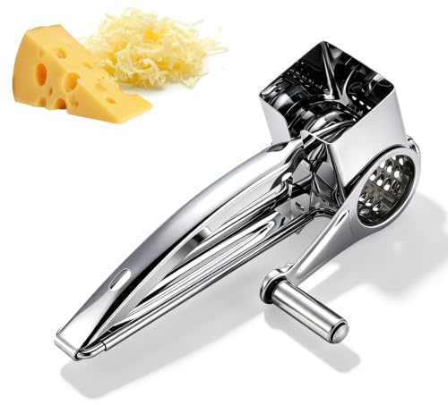 Cheese Grater, Rotary Cheese Grater Stainless Steel Handheld Rotating Multipurpose Cutter for Grating Hard Chocolate Nuts Kitchen Tool