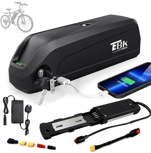 (UK Stock) 48V Ebike Battery 20AH, Hailong Electric Bike Lithium ion Battery Ebike Replacement Batteries with Charger, USB Port, 4 Pin Base Plate, LED Indicator Light, Safe Lock