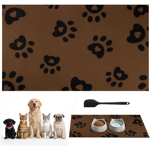 APXEL Tappetino Ciotola Cane Gatto,40*60cm Sottociotola per Cani Antiscivolo Terra Di Diatomee, Tappetini per Alimenti per Animali, Tappetino Assorbente per Ciotola D'acqua Facile Da Pulire（Marrone）