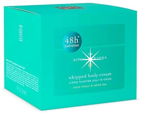 The Ritual of Karma Whipped Body Cream, 220 ml, Moisturising Summer Body Cream with Lotus Flower and White Tea, Soothing Care for Soft and Radiant Skin, Invigorating Fragrance, Glass Jar