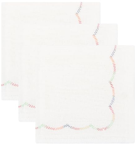 HMETOL 3 Pack Pure Cotton Rainbow Stitched Edge Cleaning Cloths